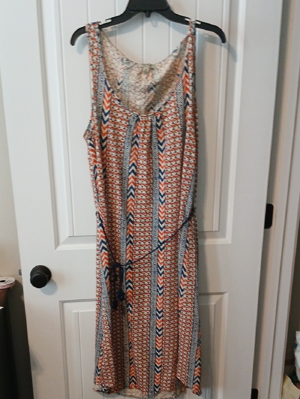Lucky Brand Sleeveless Chevron Maxi Dress in Orange & Navy